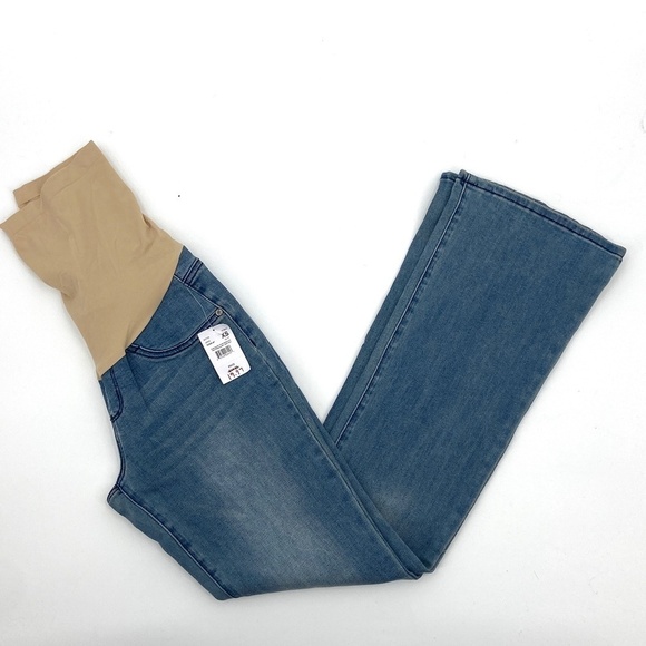 NWT INDIGO BLUE Fit Belly Bootcut Stretch Denim Maternity Jeans Pants Size XS - Picture 1 of 7